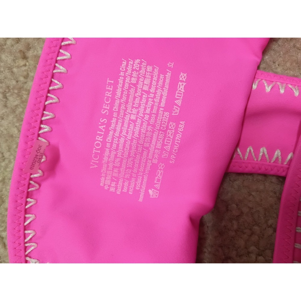 Victoria's Secret Swim Kiawah Crochet Bikini Swimsuit Set Small Pink Crochet - Picture 5 of 6